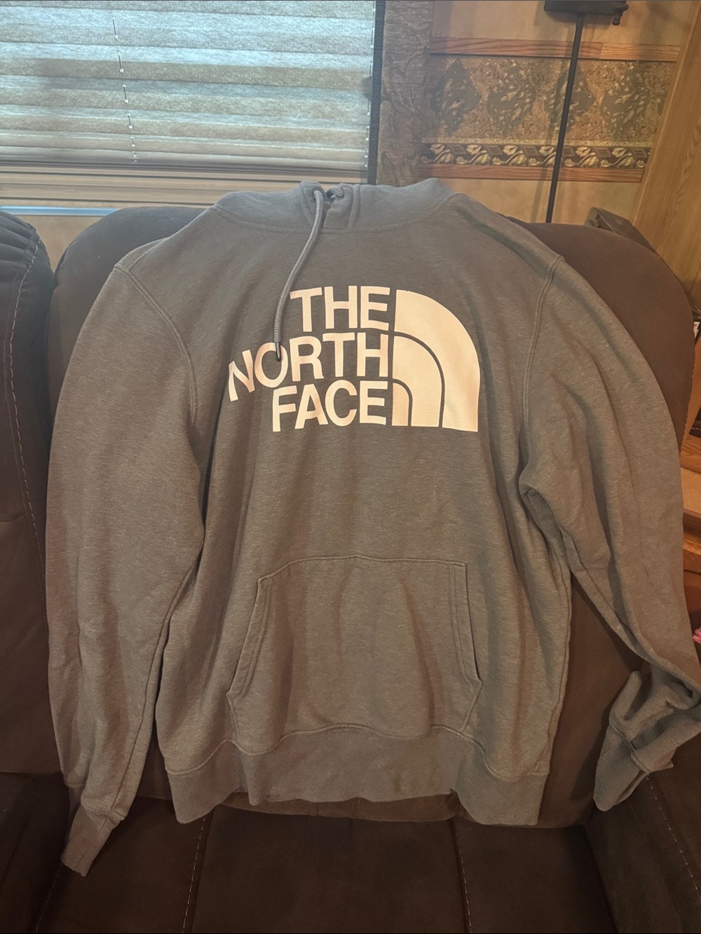 The North Face Gray Pullover Hoodie with White Logo